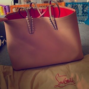 Christian Louboutin Cabata Leather Tote in Nude.